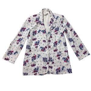 VTG Worthington Paisley Print‎ Blazer Jacket White Red Blue USA  in Women Size 6